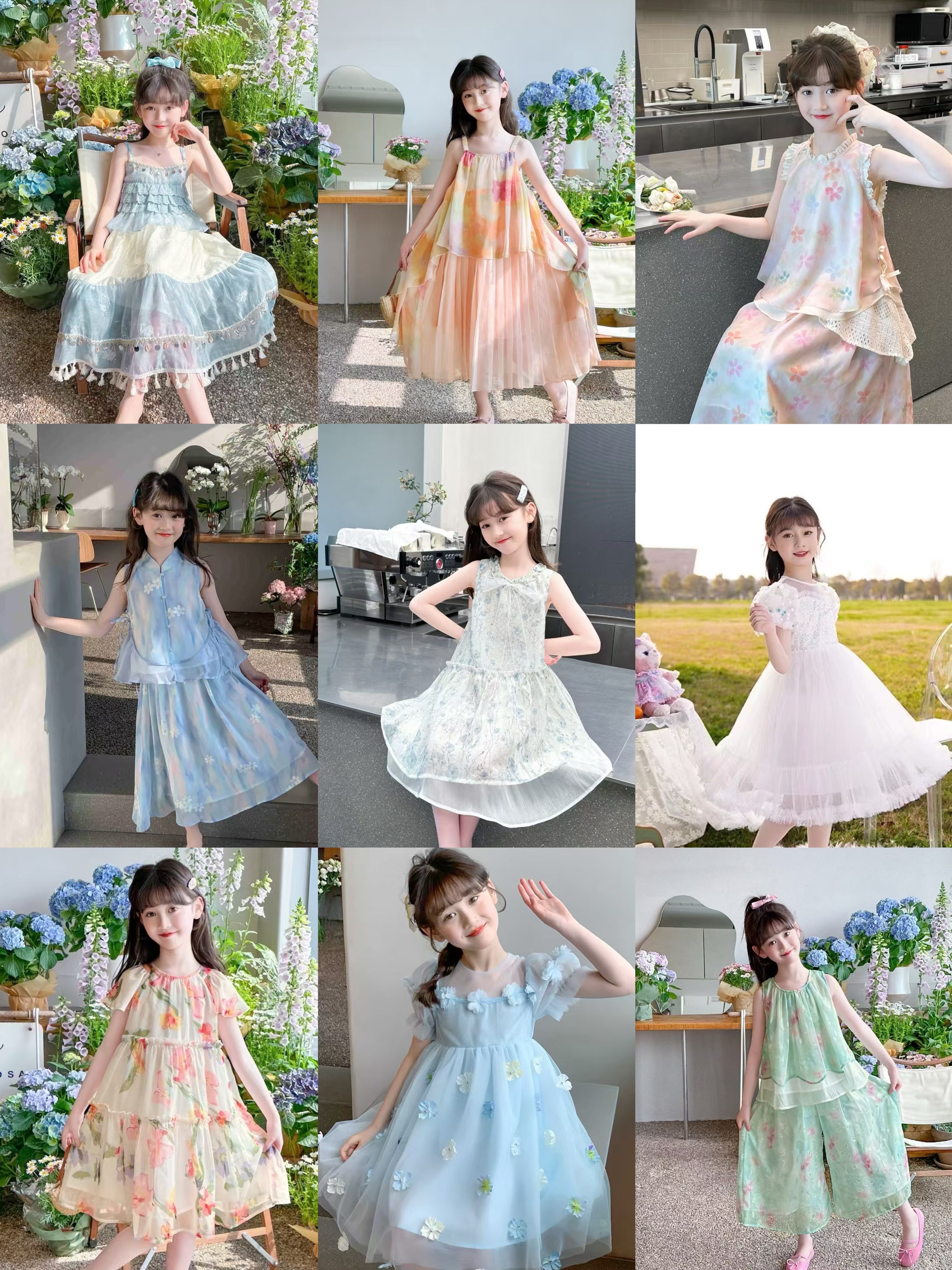 清货（001-050）女童花卉裙子连衣裙中国风B类夏季洋气休闲风女