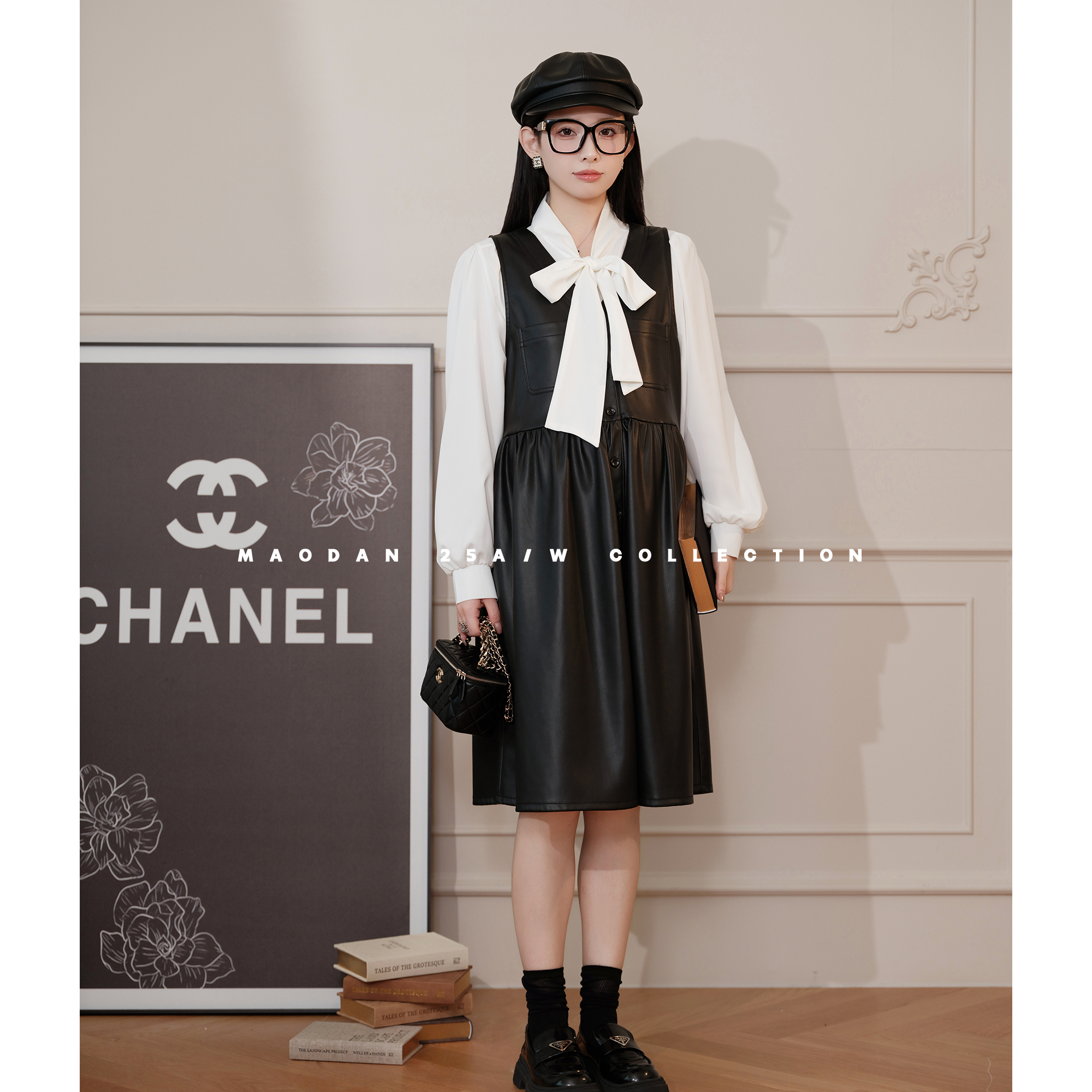 maodan/猫单【西西莉亚】孕妇装可哺乳秋季新品时尚百搭衬衫背心裙