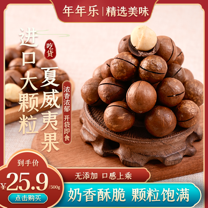 【年年乐】大颗粒夏威夷果奶香酥脆饱满坚果休闲解馋小零食送开口器
