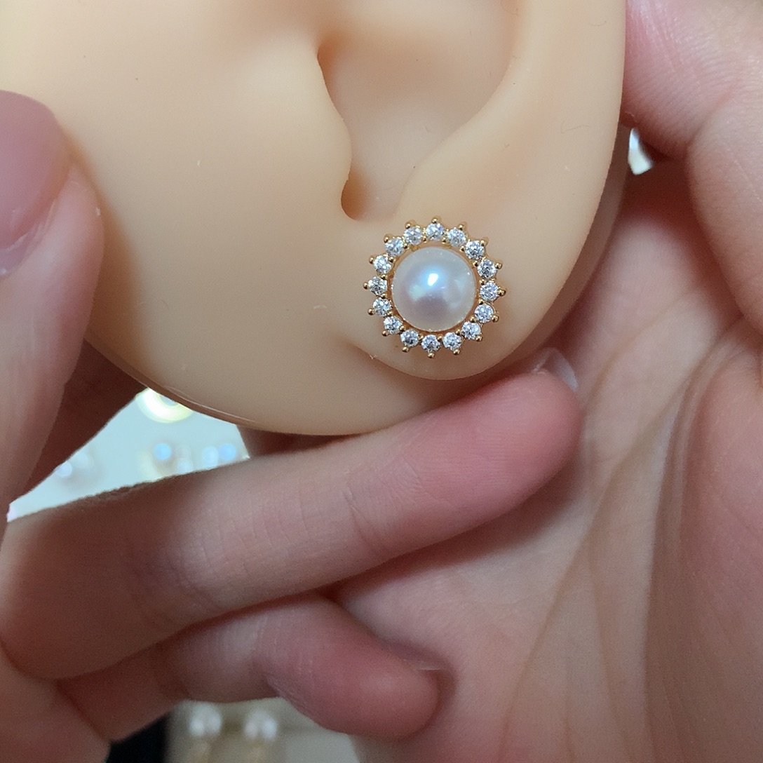 淡水珍珠耳饰合金