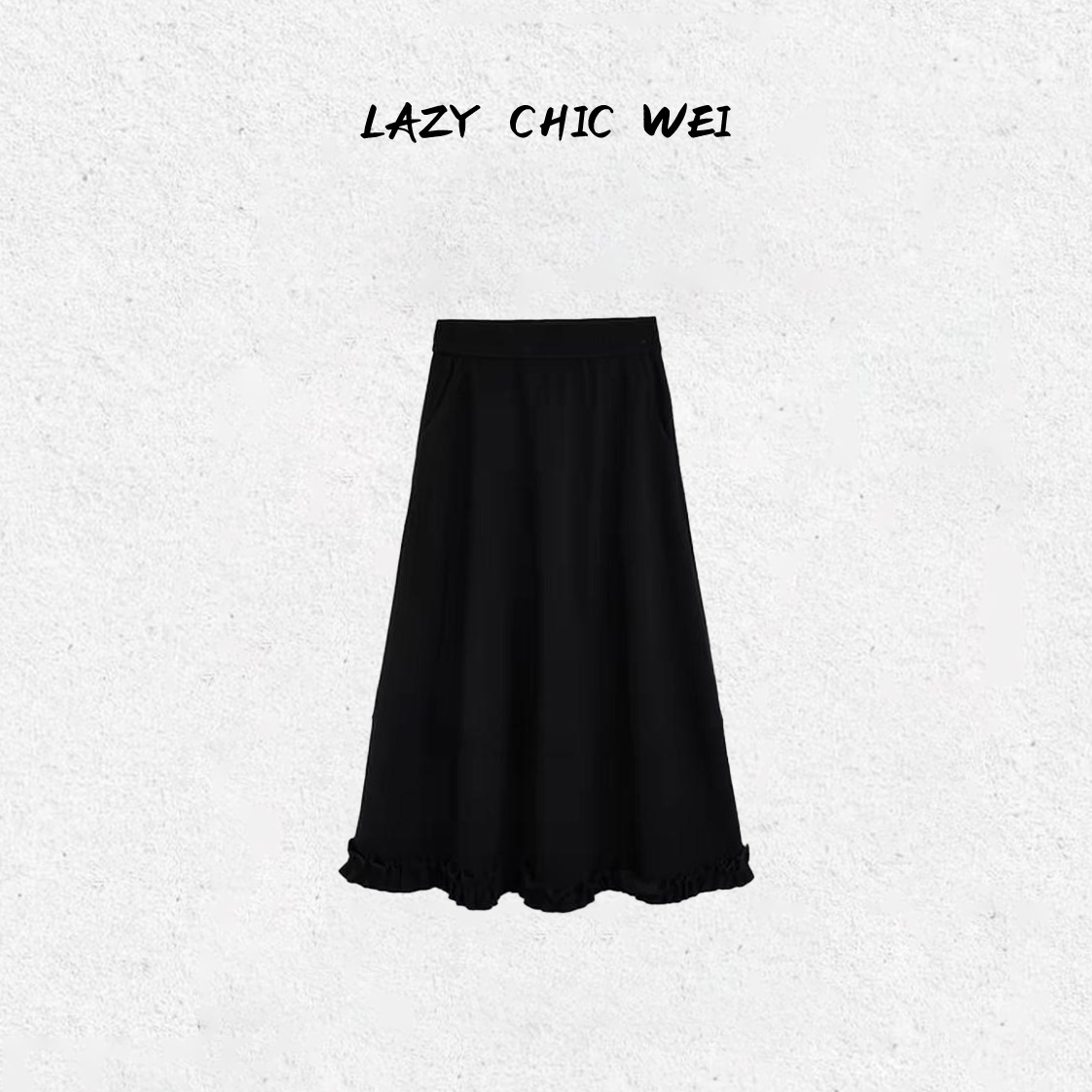 WEI 醋酸山羊绒混纺木耳边A版高腰半身裙2505SSW5688