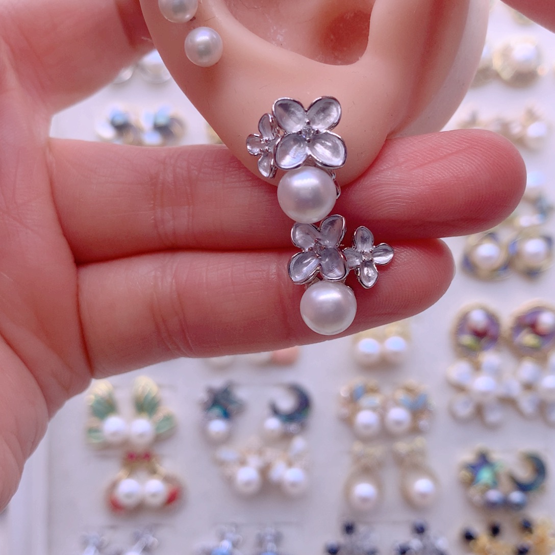 耳饰合金淡水珍珠