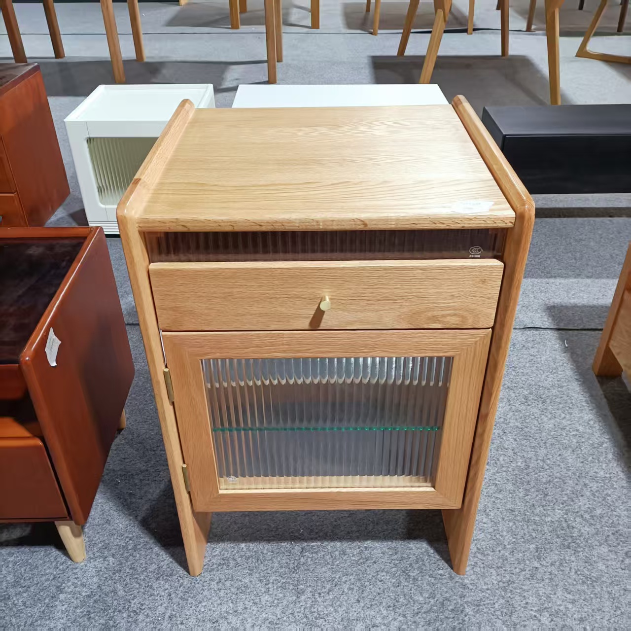 480*450*705MM微瑕款北美红橡木全实木扫地机器人储物柜置物柜