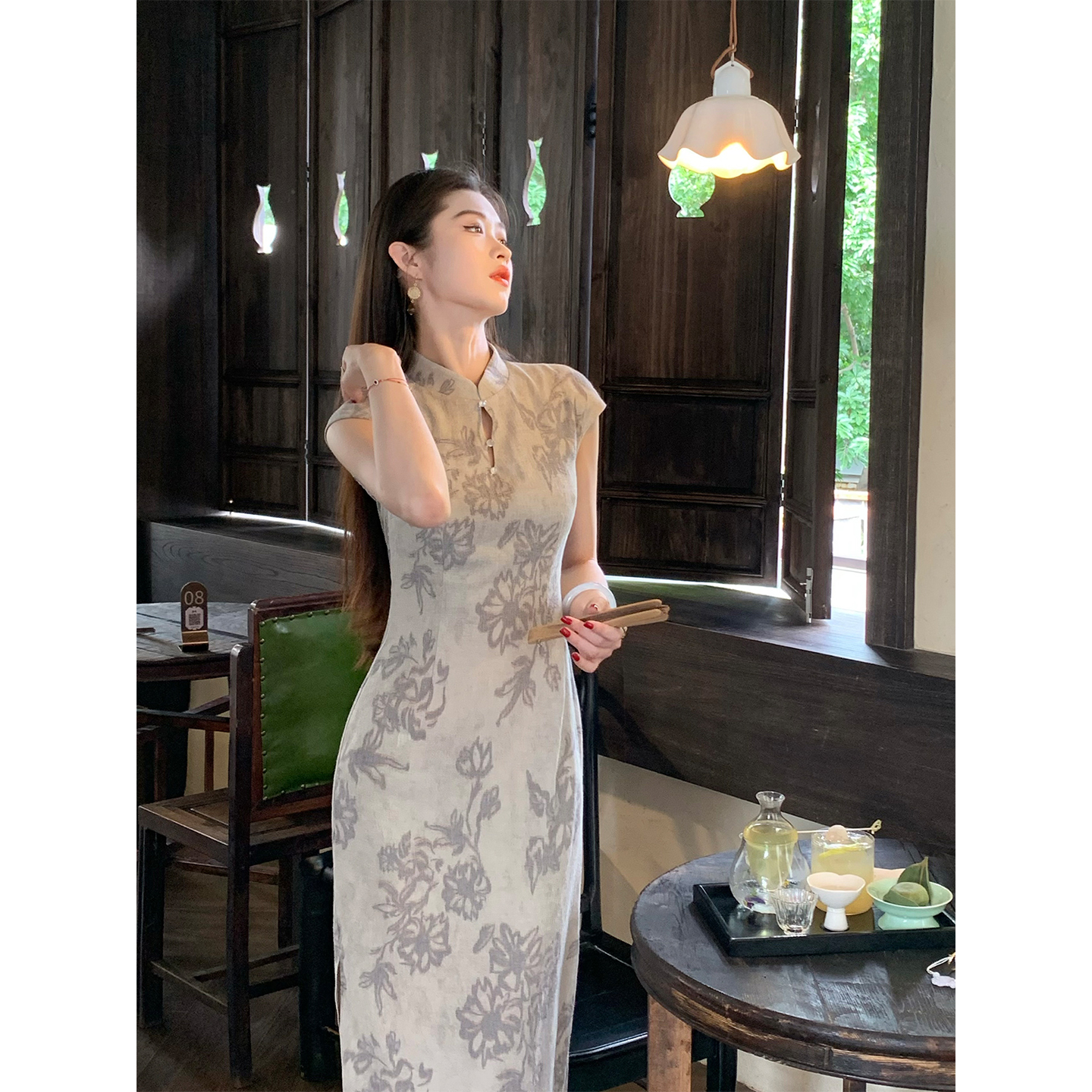 凌茜恣禾【挽花辞】国风新中式复古印花镂空高级感连衣裙改良旗袍裙