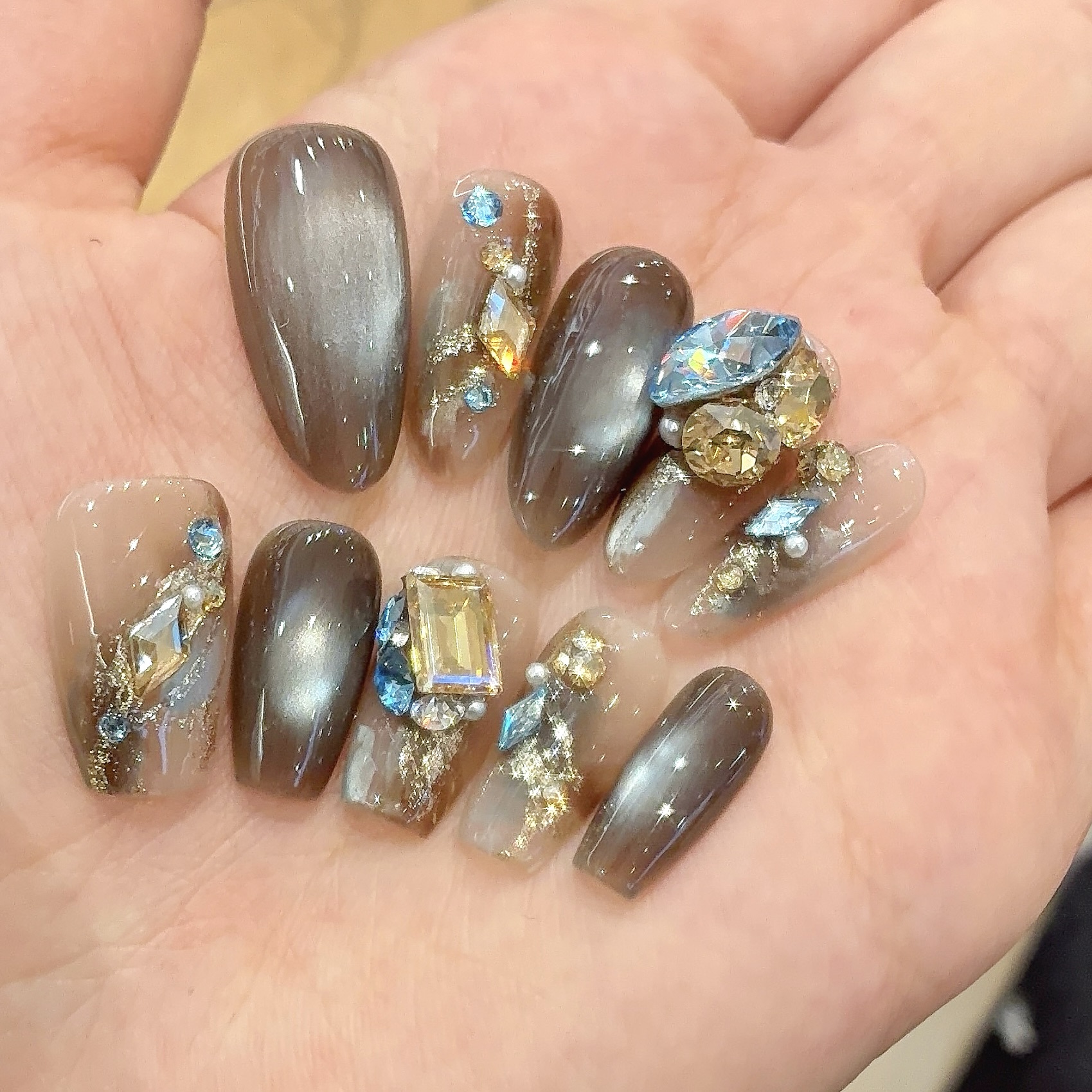 郭小双穿戴甲【深海极光】全华版手工穿戴甲10片盒装-H31387