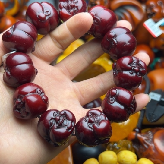 琥珀（花珀）手串未镶嵌蜜蜡