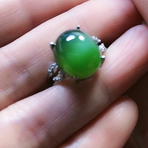 和田玉戒指银S925镶嵌