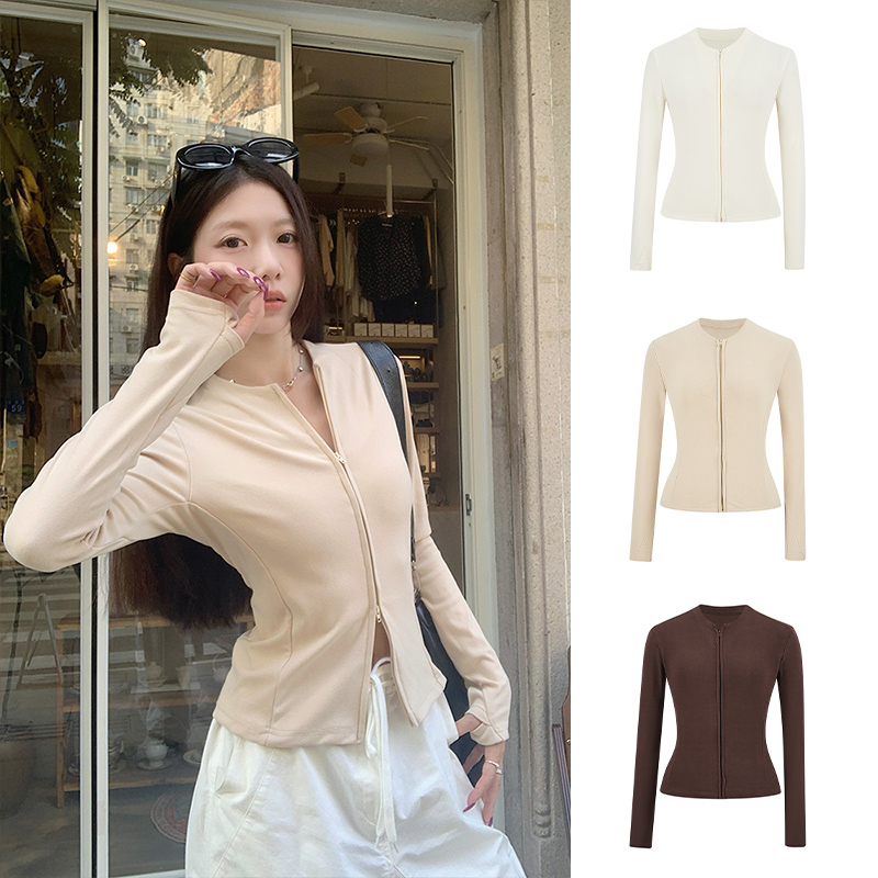 Moses Queen/魔西女王秋季新款休闲运动双开拉链户外运动打底衫