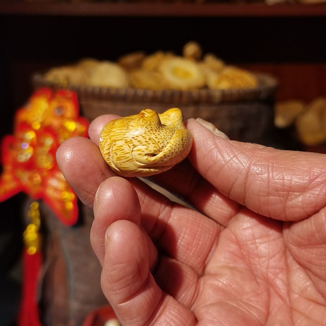 竹竹雕把件金蟾摆件配饰