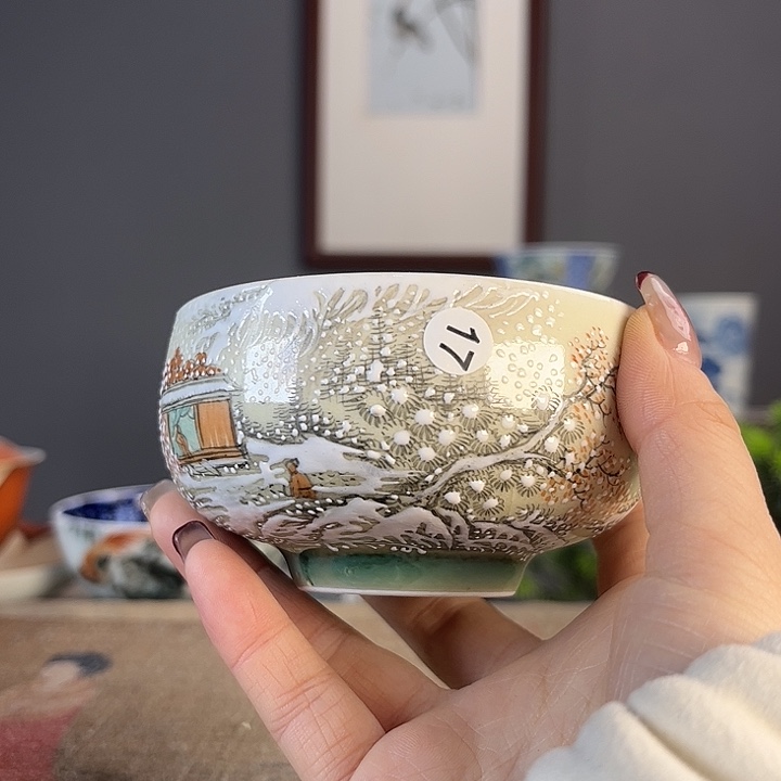 摆件景德柴烧茶杯多人