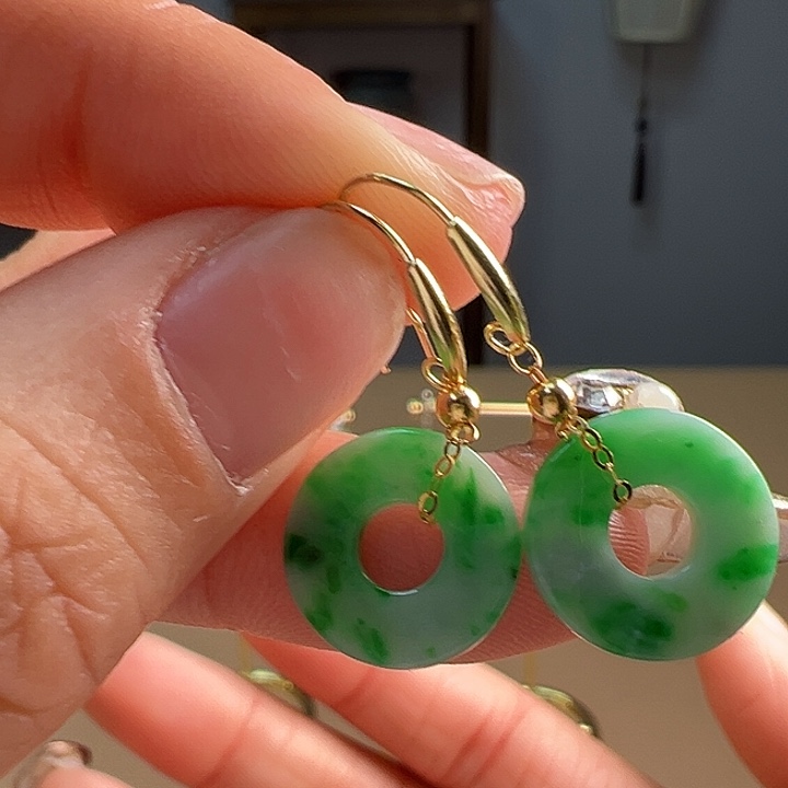 翡翠耳饰18K金镶嵌耳饰