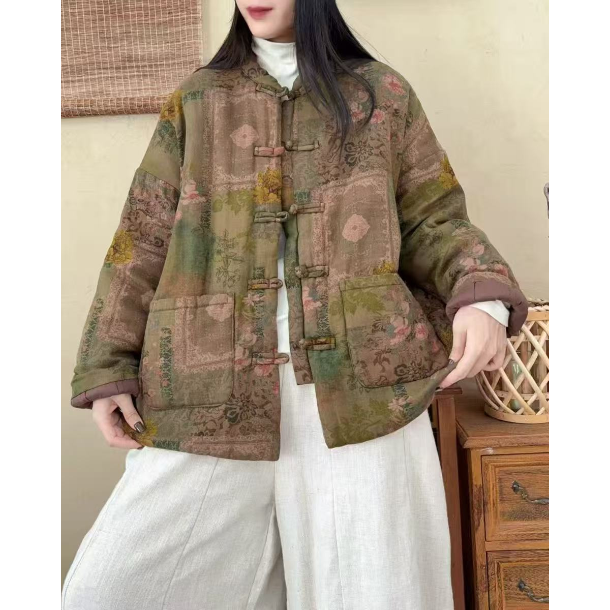 8838秋冬新款时尚气质显瘦遮肉洋气休闲女加厚宽松夹棉小棉袄外套