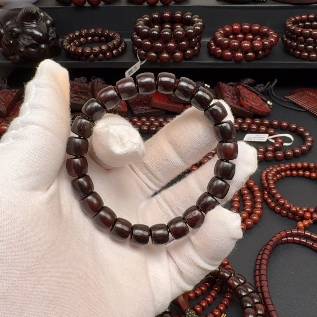 小叶紫檀手串/手链0.8/0.9cm微瑕