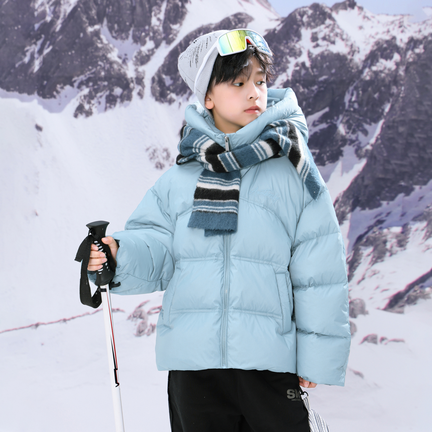 男童冬装90安心绒连帽滑雪羽绒服2025新款学生儿童极寒防水外套潮