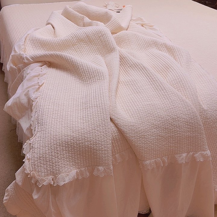 棉黄油米床裙1.8米三件套