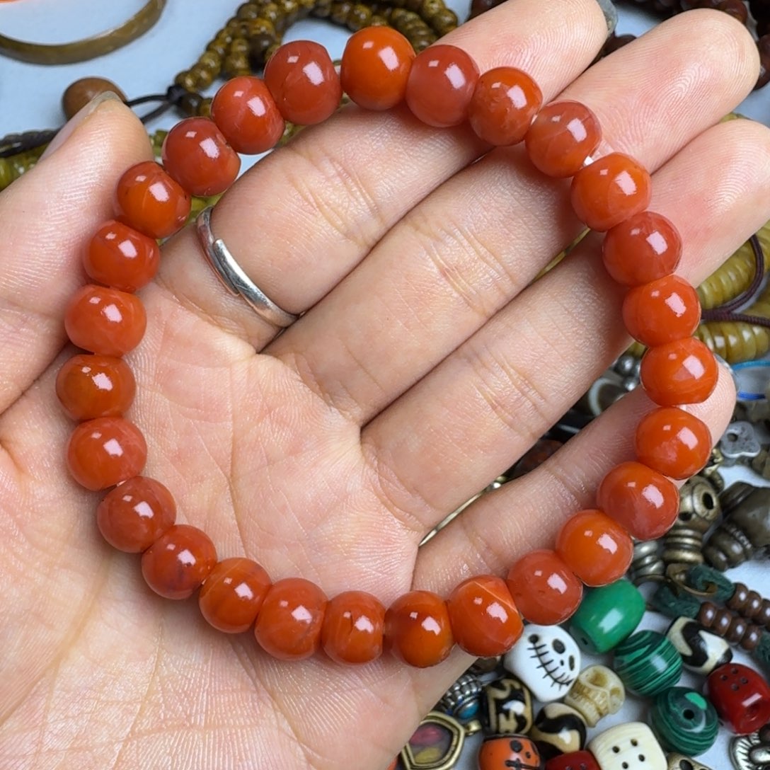 泥塑泥塑藏式手串南红