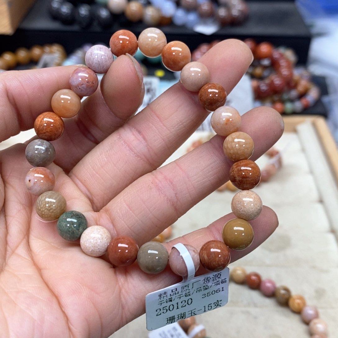 硅化珊瑚（珊瑚玉）手链未镶嵌未****好335