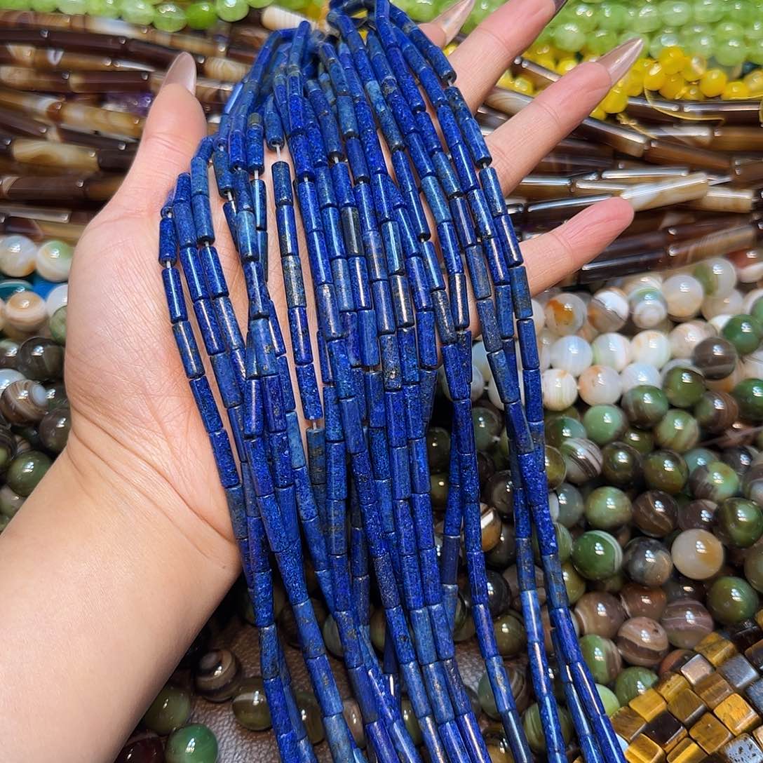 玛瑙/玉髓未镶嵌珠宝半成品天然青金管4✖️14mm一条