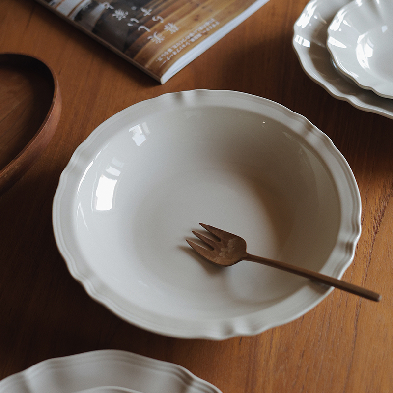 【正品】Camus say萨尔系列 9.5英寸奶油花边盘 24×4.5cm 720ml