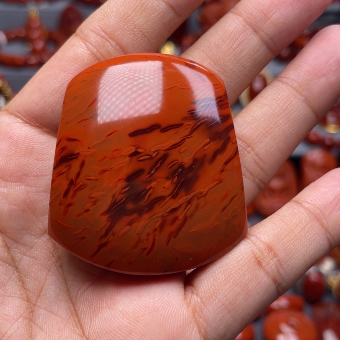 南红玛瑙未镶嵌珠宝奇石无事牌吊坠