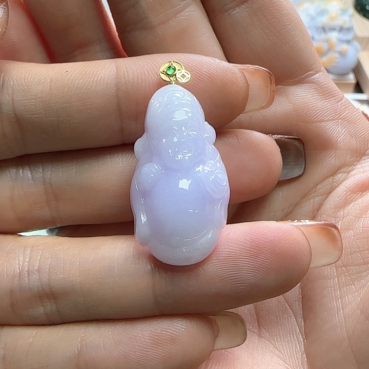 翡翠颈饰未镶嵌自**在紫罗兰财米爷爷