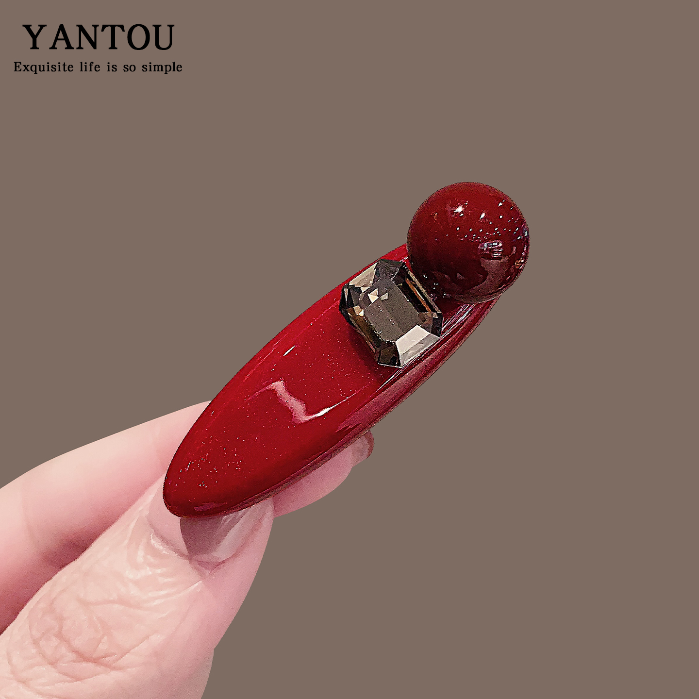 韩国进口高级百搭新年红色本命年水钻珍珠发夹侧边夹发卡对夹头饰