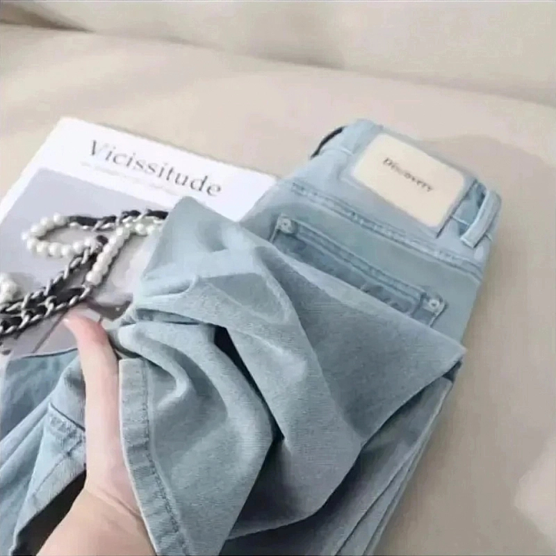 X【现货+运费险】夏季窄版阔腿裤薄款高腰显瘦牛仔裤女冰凉垂感