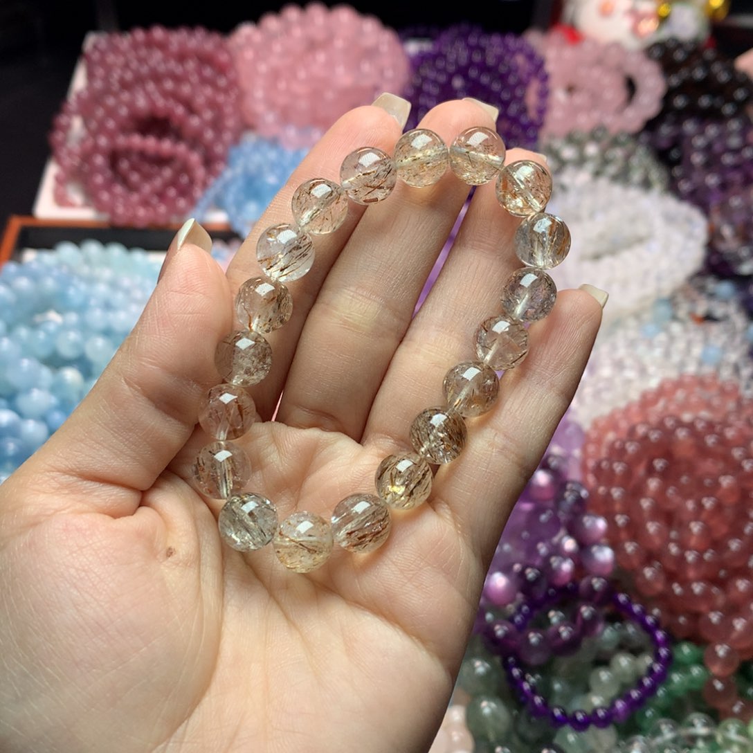 水晶手链未镶嵌黑金超七卡9+