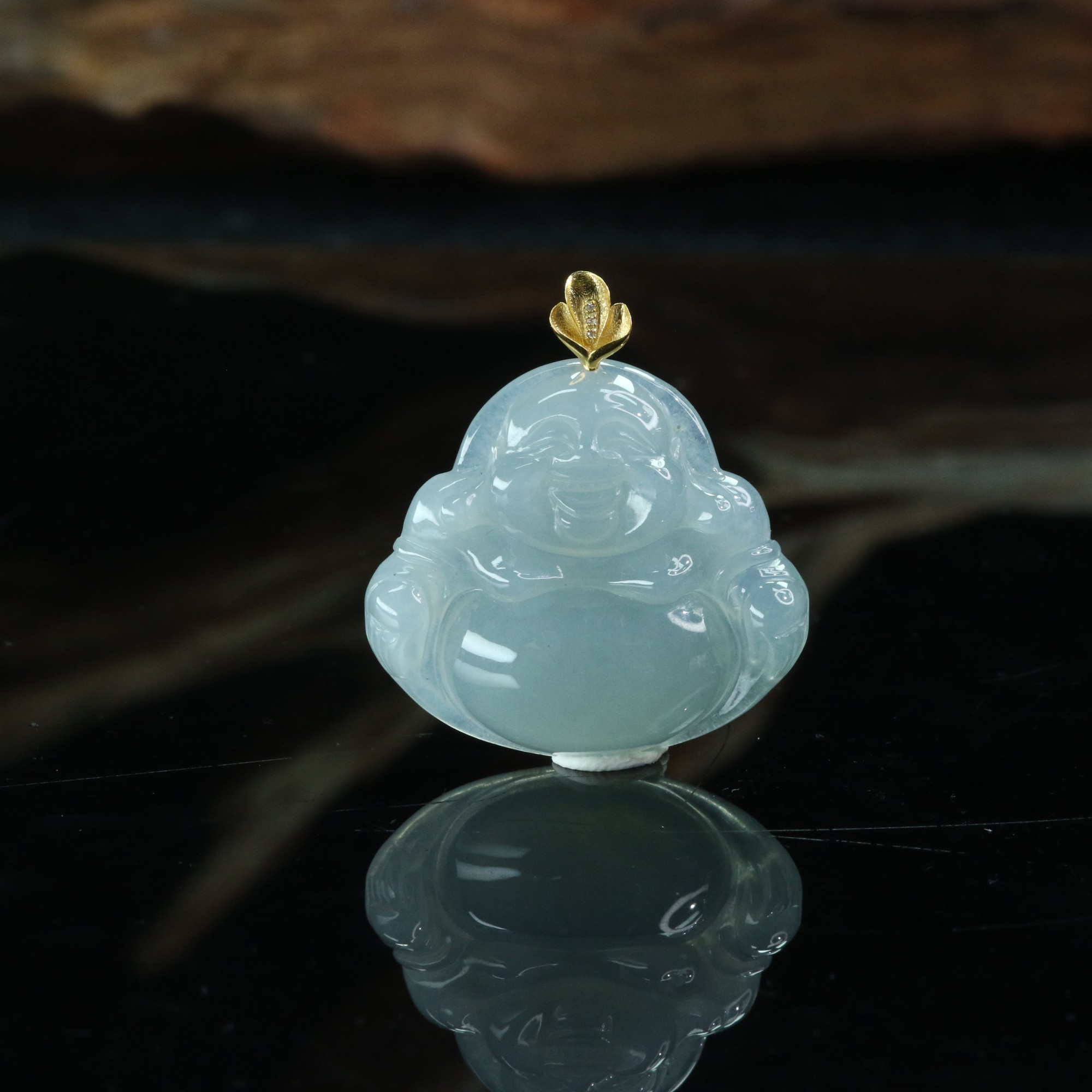 8天然A货翡翠18K金佛公/500586北京中保拍卖