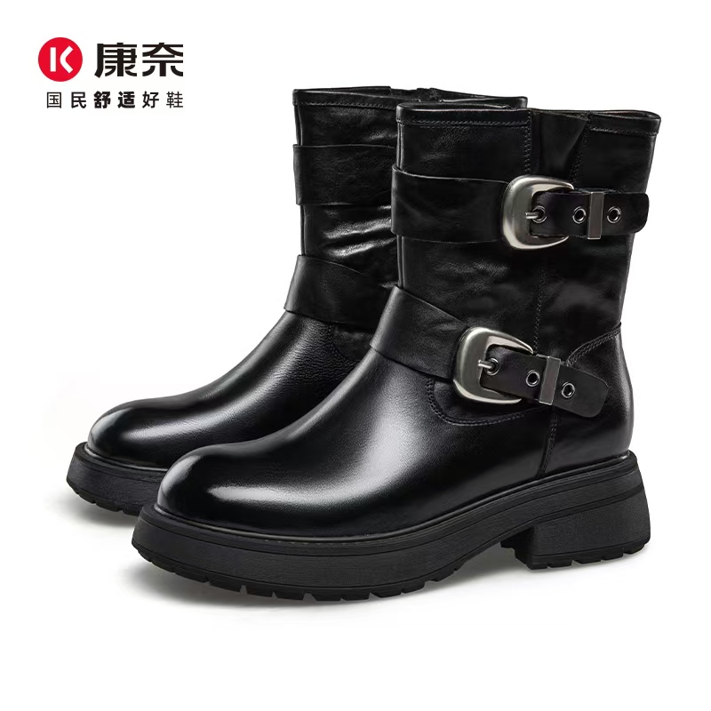 百搭休闲加绒瘦瘦靴厚底女靴时装靴筒靴时尚英伦风
