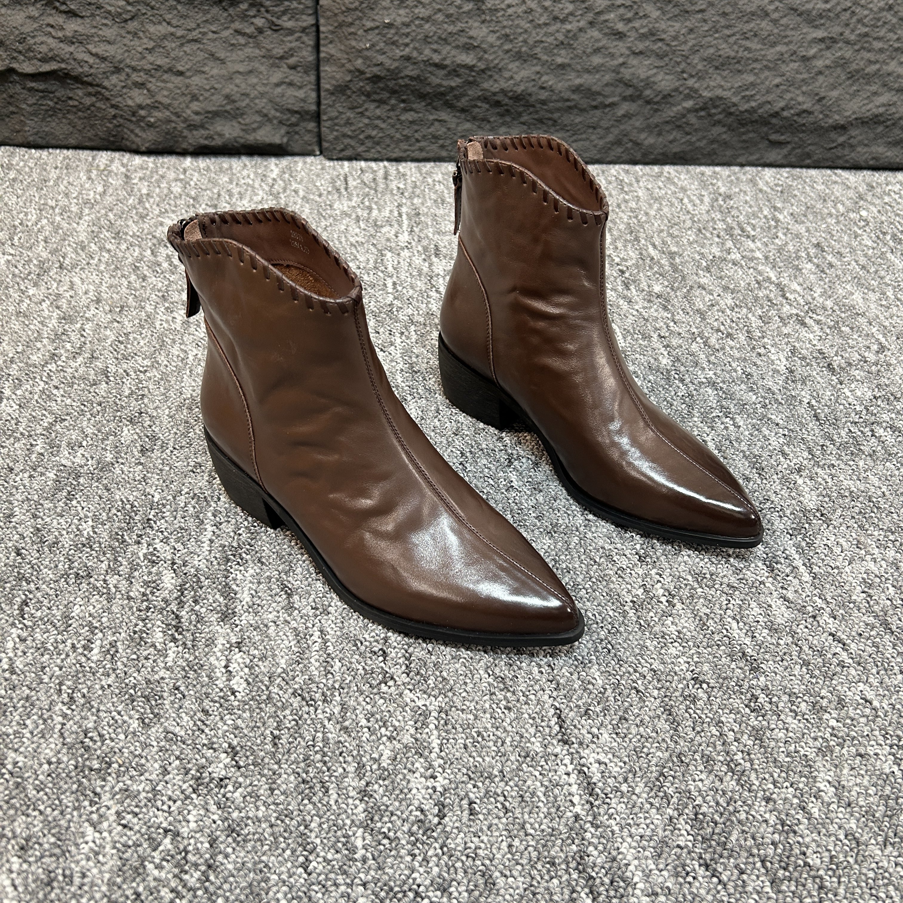 陈老板-牛皮3公分/轻奢经典百搭真皮短靴女鞋时尚秋冬靴子8073