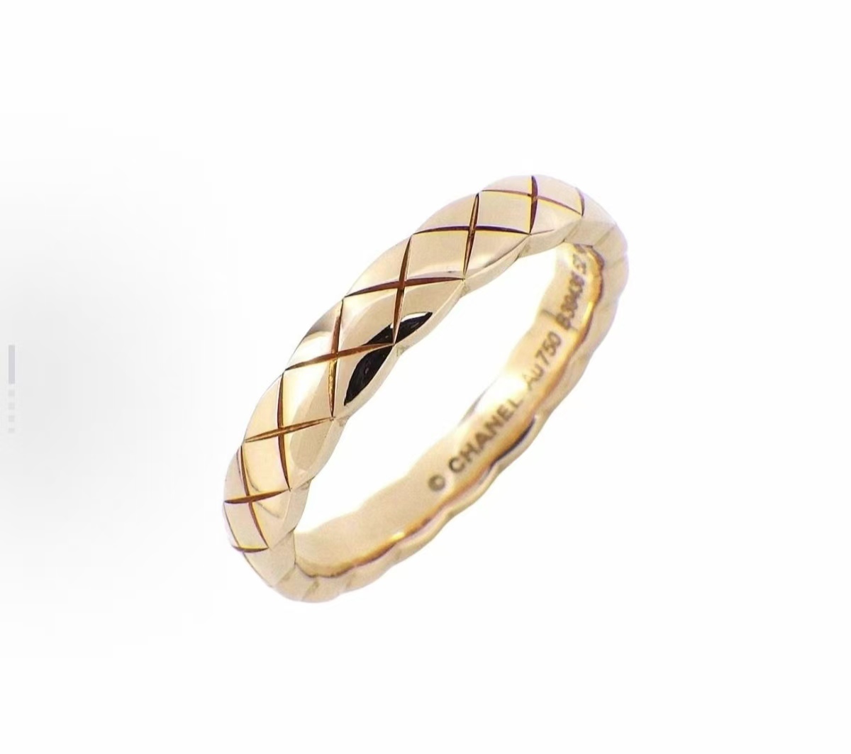99新 Chanel/香奈儿  CoCo Crush菱格纹窄版戒指18k米金女戒