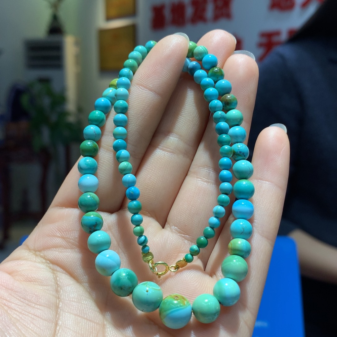 未镶嵌绿松石水波纹锁骨链