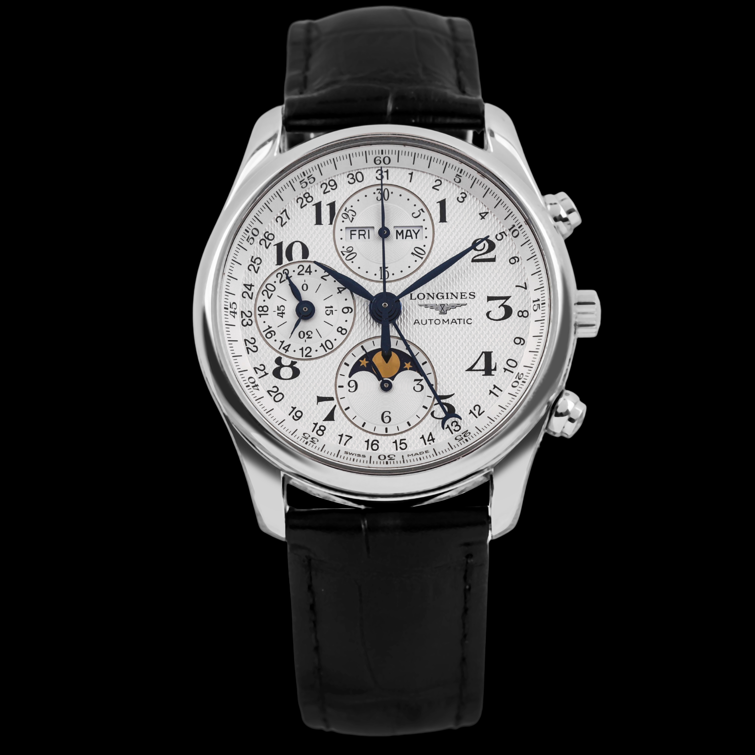 99新 Longines/浪琴 大牛/二手单表/八针月相/40表径/