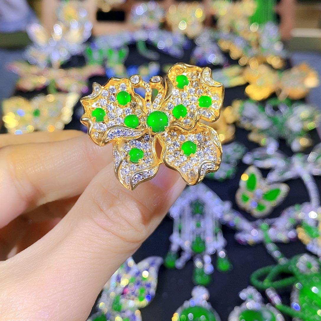 吊坠(不含链)银S925镶嵌翡翠