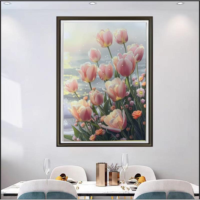 [喜宅家艺]K27时尚餐厅客厅床头轻奢挂画装裱实物鎏金画装饰画