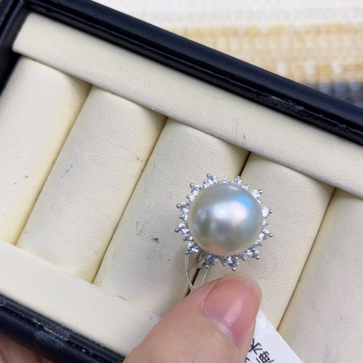 【闪购商品】海水珍珠戒指银S925镶嵌13-14mm澳白