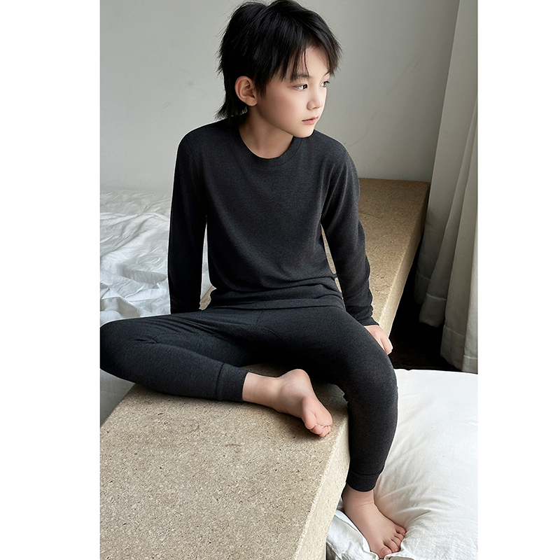 青少年秋衣秋裤男童内衣套装2025秋冬季亲子装家居服内搭舒适