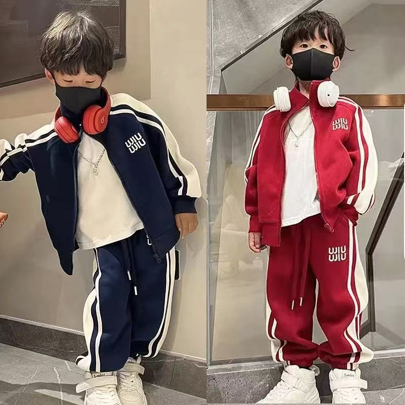 201246童装男童加绒卫衣2025秋冬新款韩版潮酷帅气时尚套装卫衣