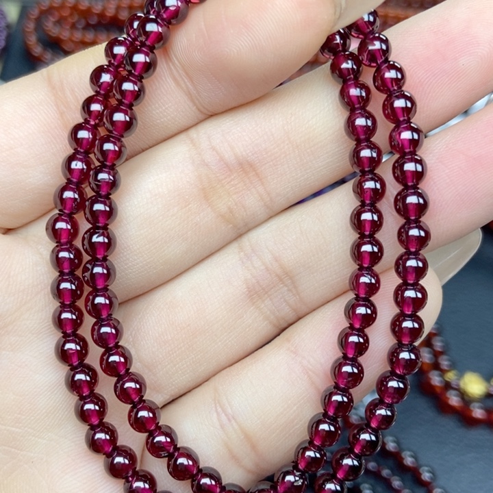 石榴石手链未镶嵌4.5m'm 双圈