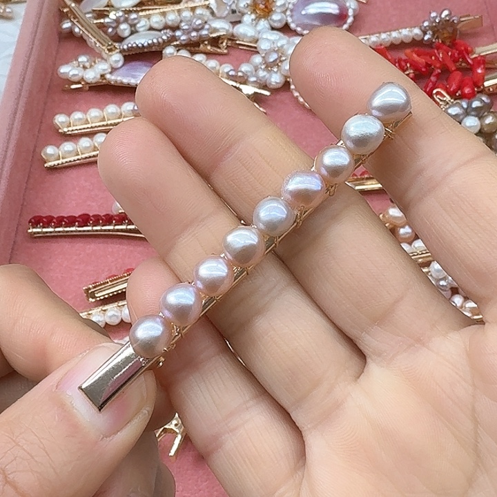 淡水珍珠发饰银S925镶嵌