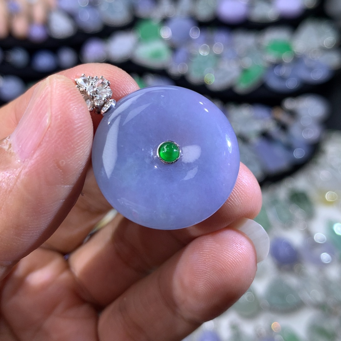 翡翠18K金镶嵌吊坠(不含链)