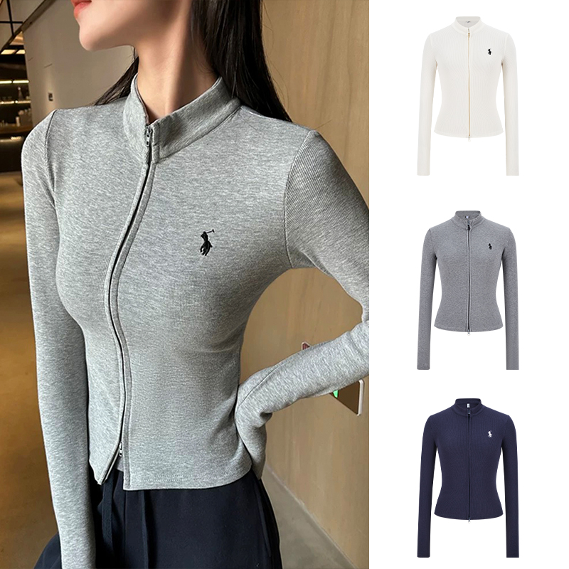 Moses Queen/魔西女王女式长袖T恤秋季新品翻领开衫上衣收腰外套