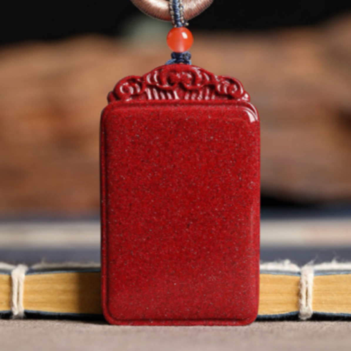 含辰砂工艺品朱砂精品紫金砂「平安无事牌」吊坠 转运 招财 保平安 