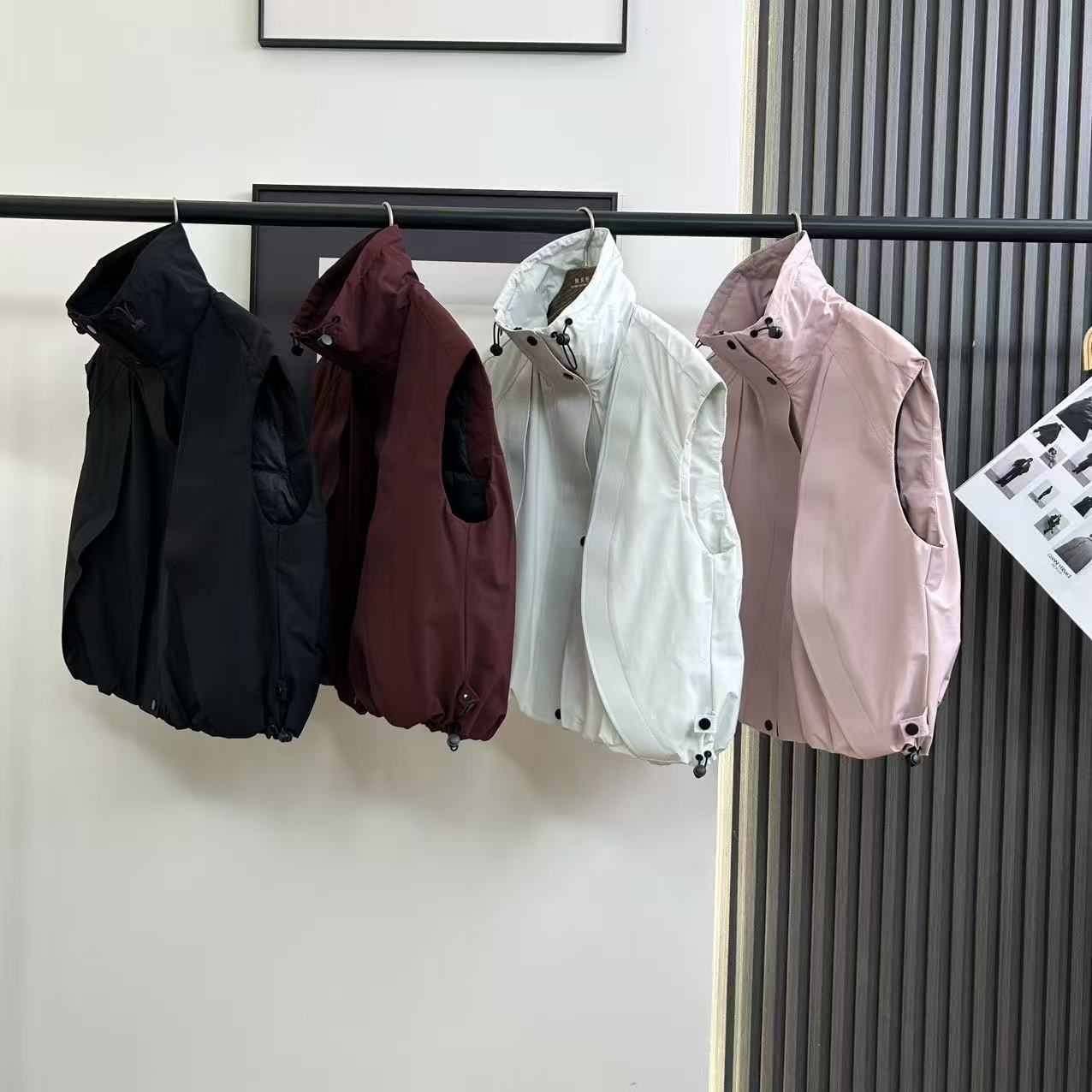 女士美式复古立领无袖小飞肩工装款羽绒马甲Y853