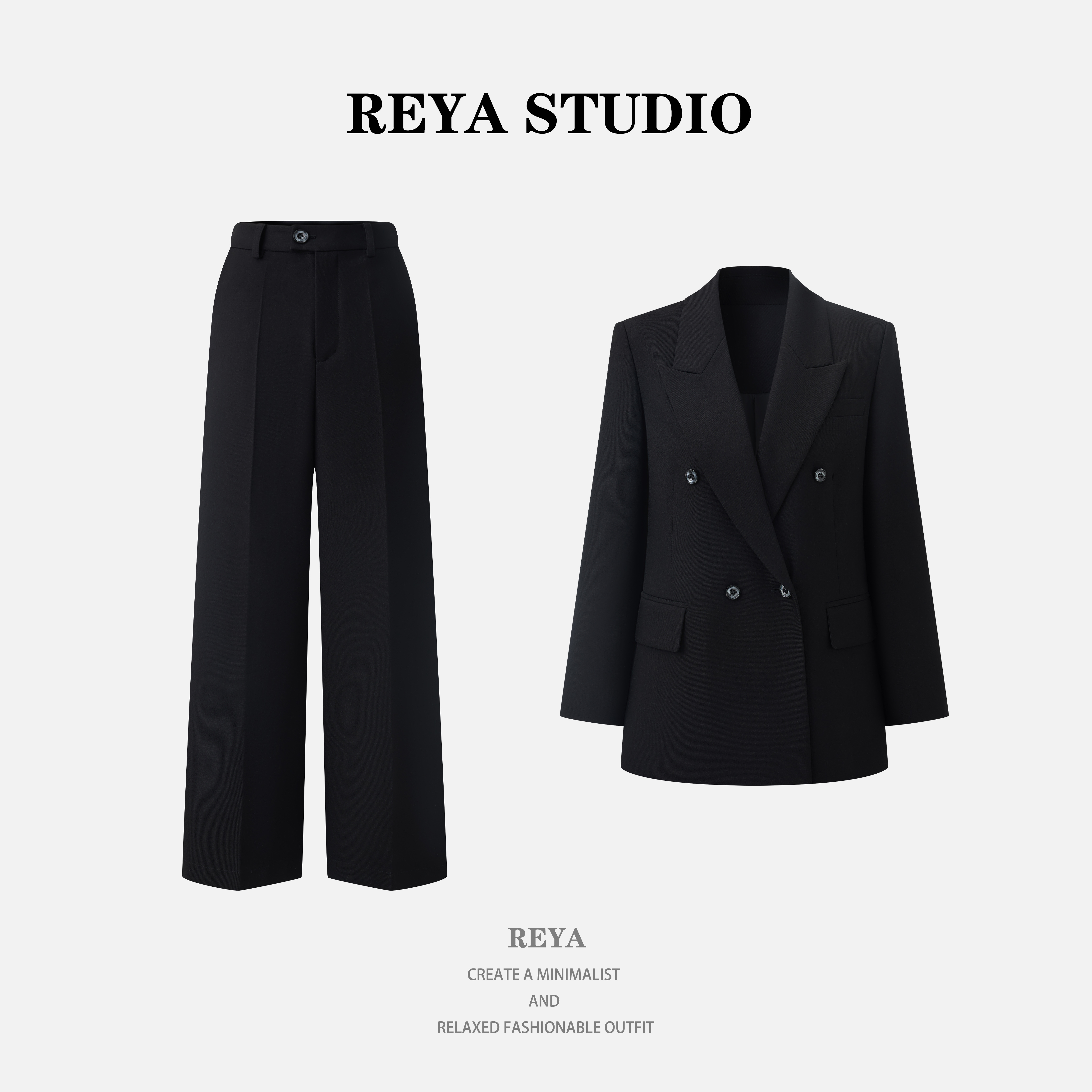 Reya【山本耀司】升级版加厚直筒西装女气质显瘦两件套休闲通勤百搭
