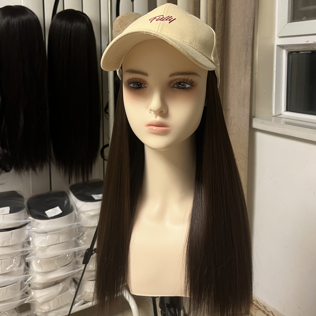 帽子假发一体时尚慵懒卷帽檐加大款