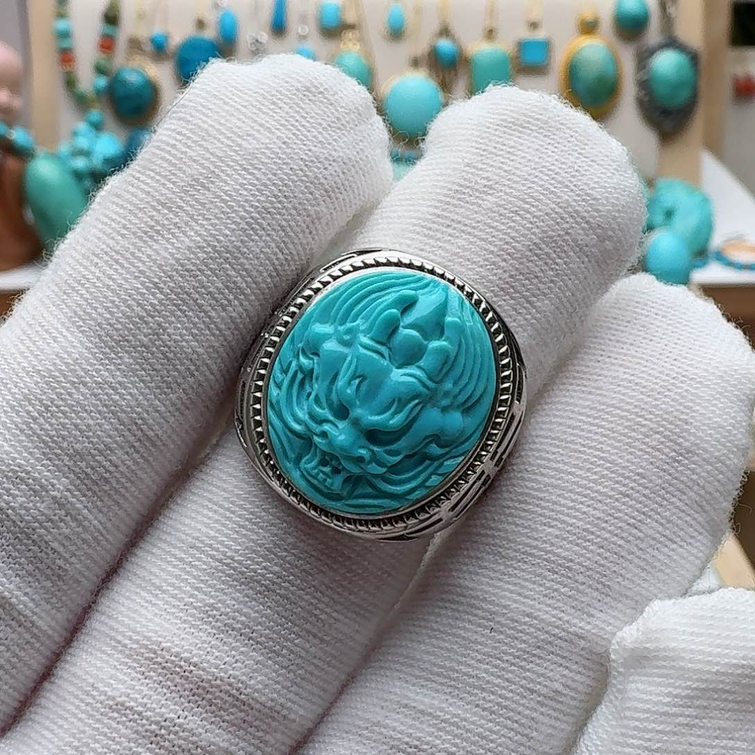 绿松石珠宝奇石银S925镶嵌