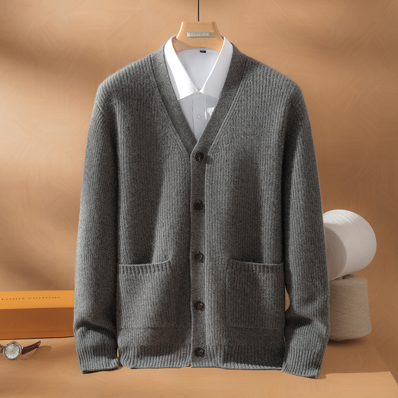 康赛妮100小山羊V领开衫9针双股加厚元宝针外套Baby绒上衣470-580