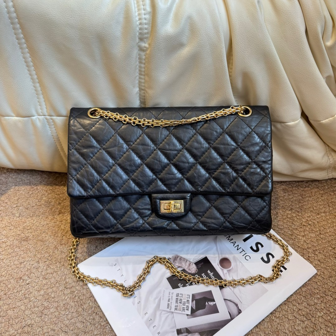 95新 Chanel/香奈儿 Chanel 黑金 牛皮 经典2.55 中号/658304357